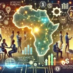 Dall·e 2025 01 17 18.17.07 An Illustration Depicting The African Startup Funding Landscape. The Image Shows A Diverse Group Of Entrepreneurs Collaborating, Surrounded By Visual