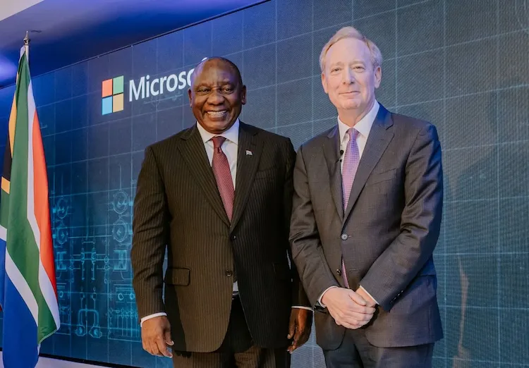 Microsoft president brad smith with president cyril ramaphosa 6 march header